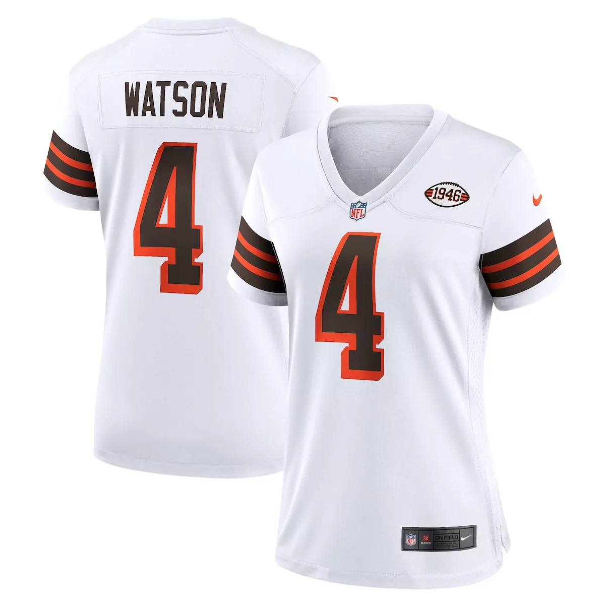 Deshaun Watson 4 Cleveland Browns Jersey White 1946 Anniversary Women Replica Brown