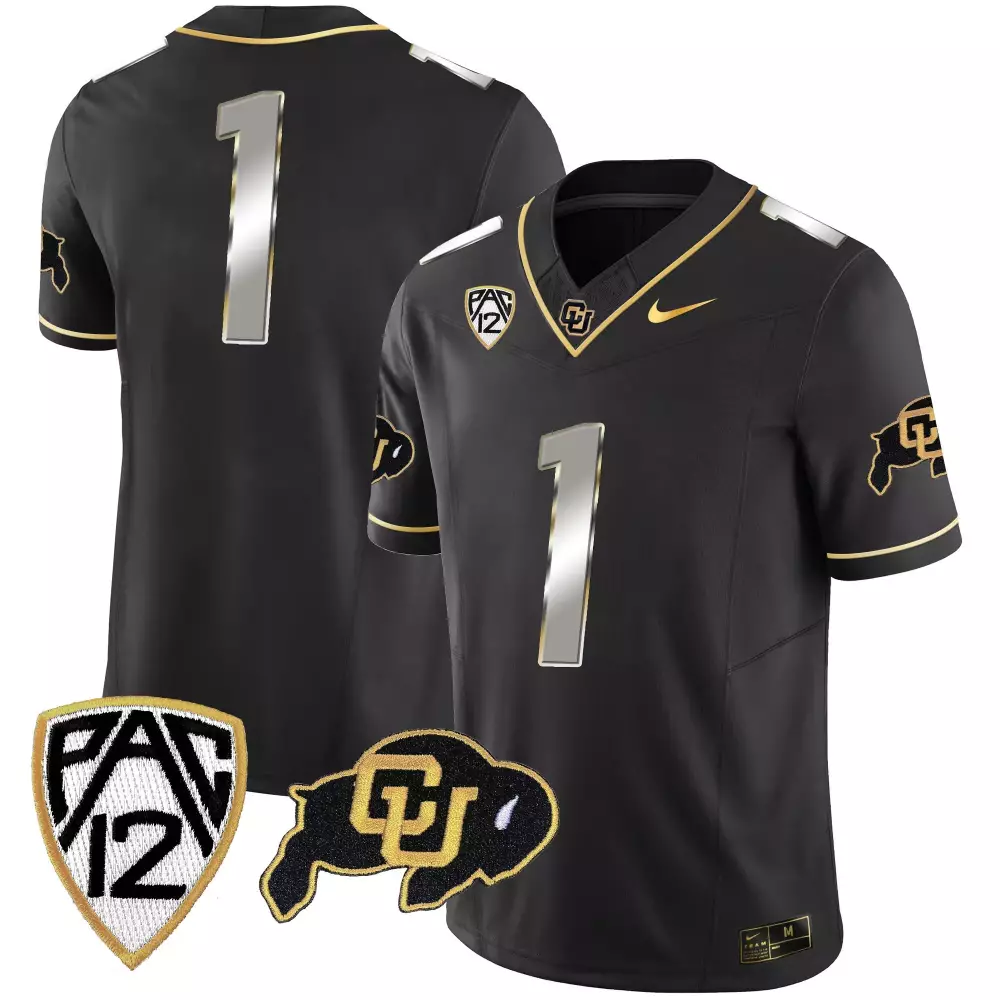 Custom Colorado Buffaloes 1 Jersey Black 2023 Gold Silver White Limited Vapor All