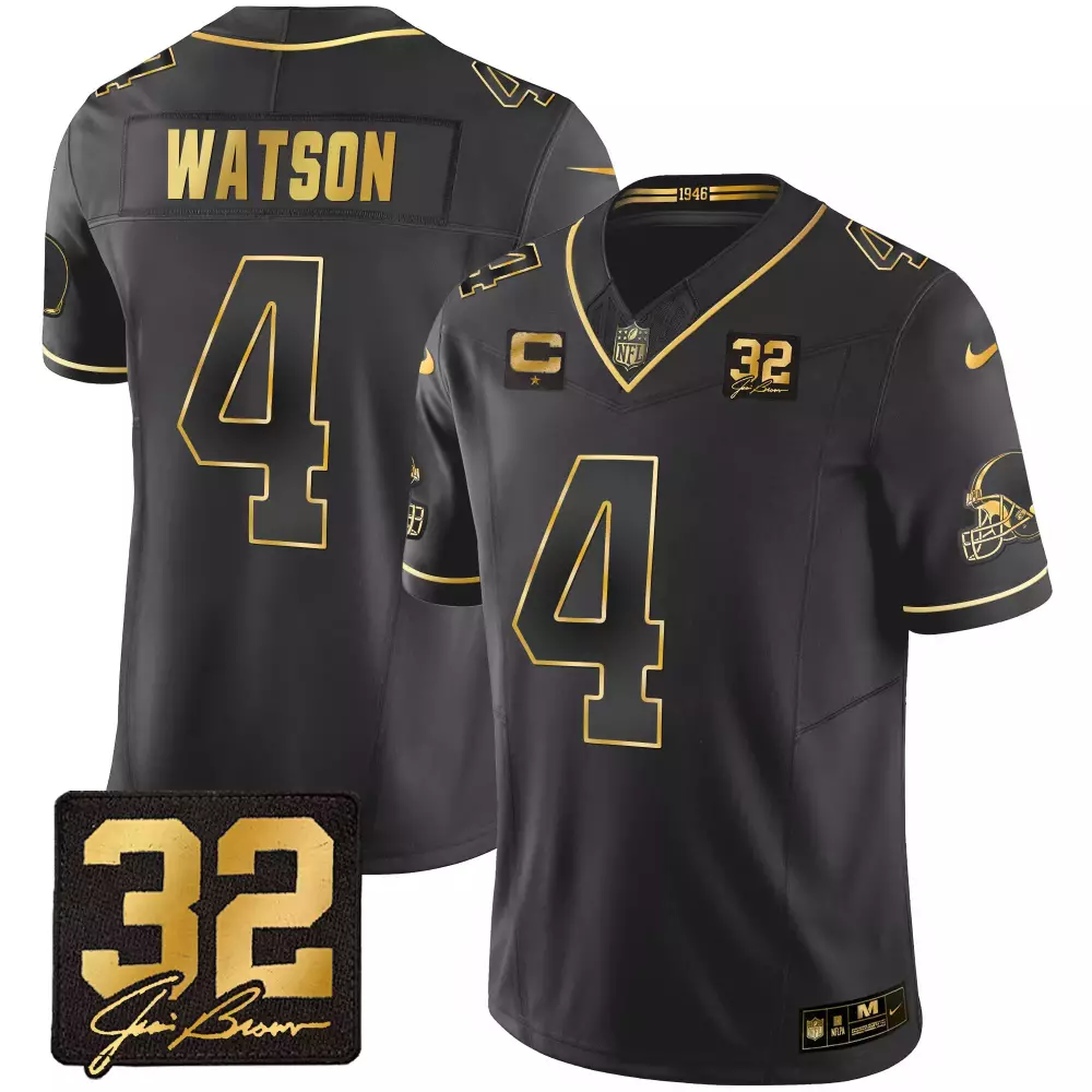 Deshaun Watson 4 Cleveland Browns Jersey Black 1946 Helmet Men Gold All Stitched