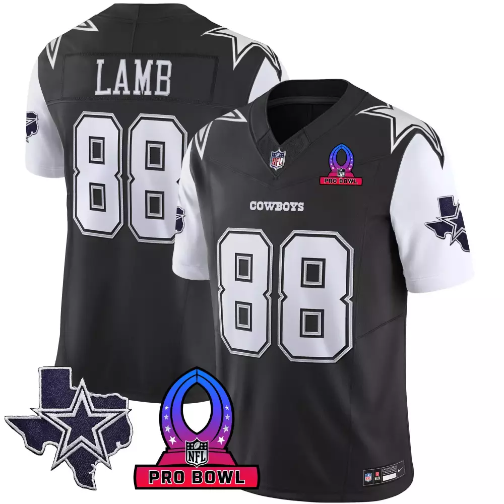 Ceedee Lamb 88 Cowboys Jersey Black Pro Bowl Men White Vapor All Stitched