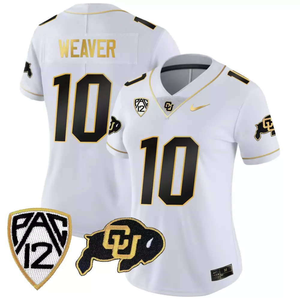 Xavier Weaver 10 Jersey White Colorado Buffaloes 2023 Women Black Gold Vapor Limited