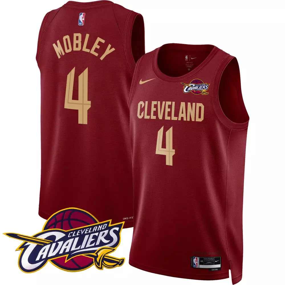 Evan Mobley 4 Cleveland Cavaliers Jersey Maroon Men Gold Icon Swingman v2 All Stitched