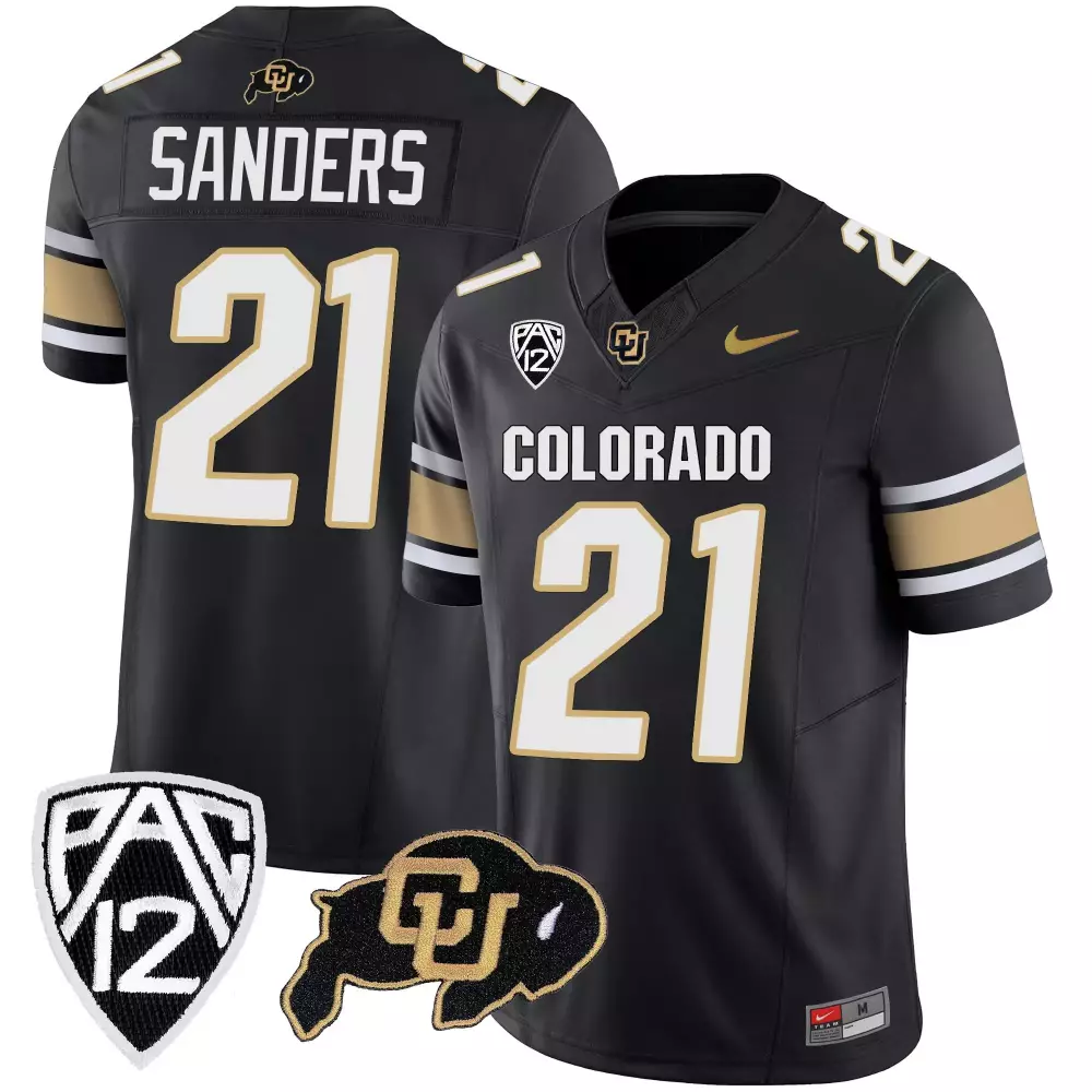 Shilo Sanders 21 Colorado Jersey Black Buffaloes Men Gold White Vapor Limited v3