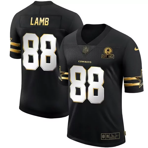 Ceedee Lamb 88 Cowboys Jersey Black Men Official Gold White Vapor Collection All