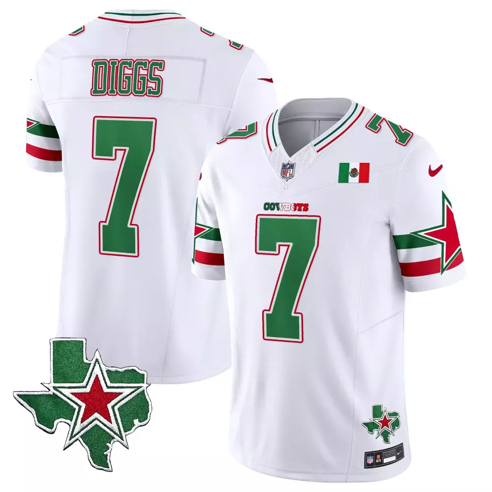 Trevon Diggs 7 Cowboys Jersey White Mexico Day Of The Dead Flag Texas Star 2023 Men