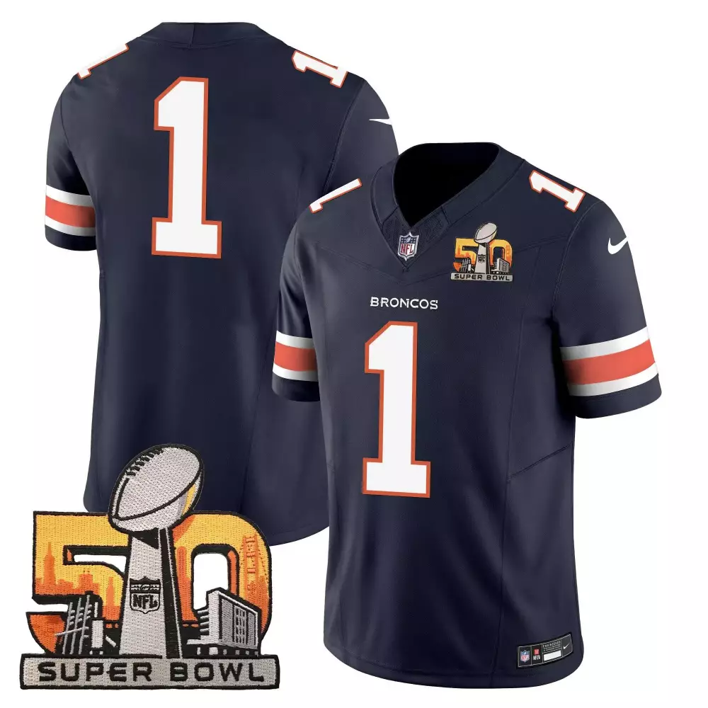 Brandon Mcmanus 1 Denver Broncos Jersey Navy Super Bowl 50 Men Orange White Vapor