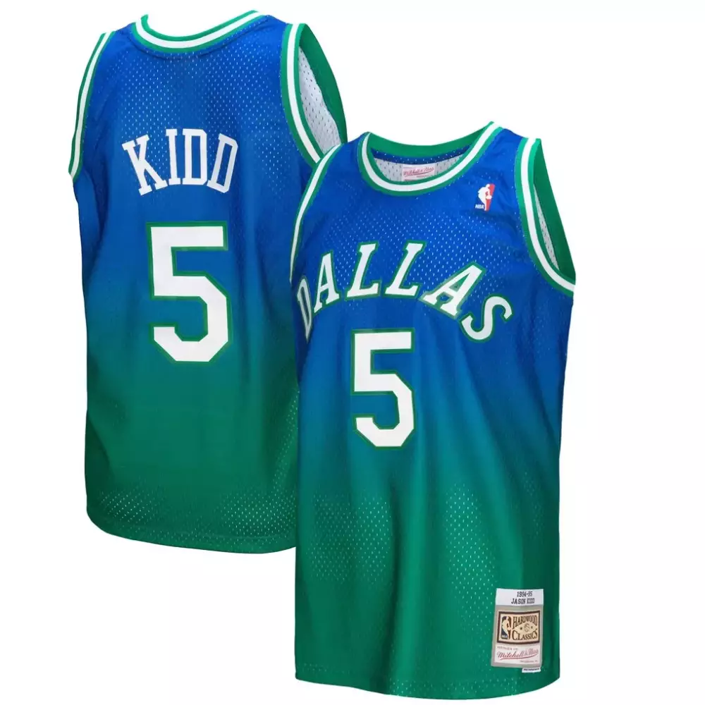 Jason Kidd 5 Dallas Mavericks Jersey Blue Men Split Custom Design Green Hardwood