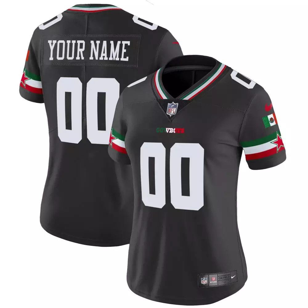 Custom Cowboys Jersey Black Women Standard Green White Red Vapor Limited All Stitched