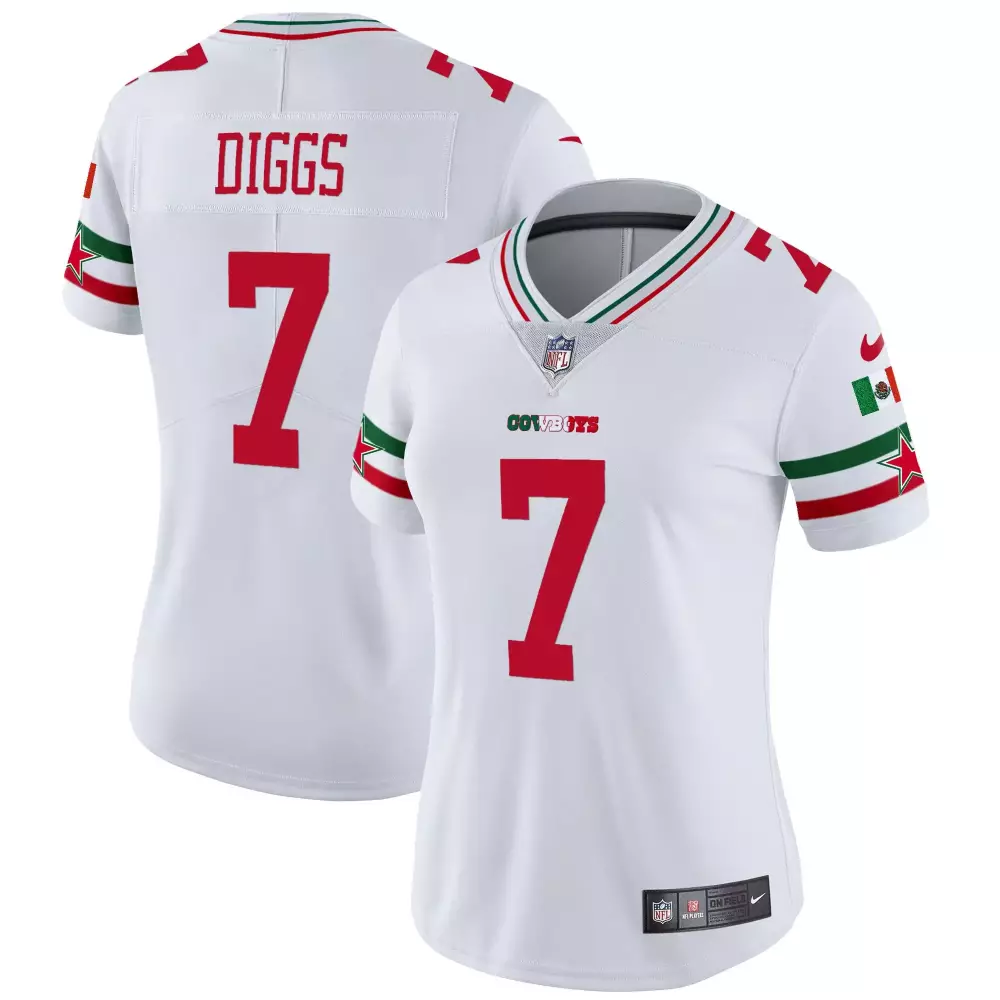 Trevon Diggs 7 Cowboys Jersey White Mexico Series Women Player Alternate Red Green
