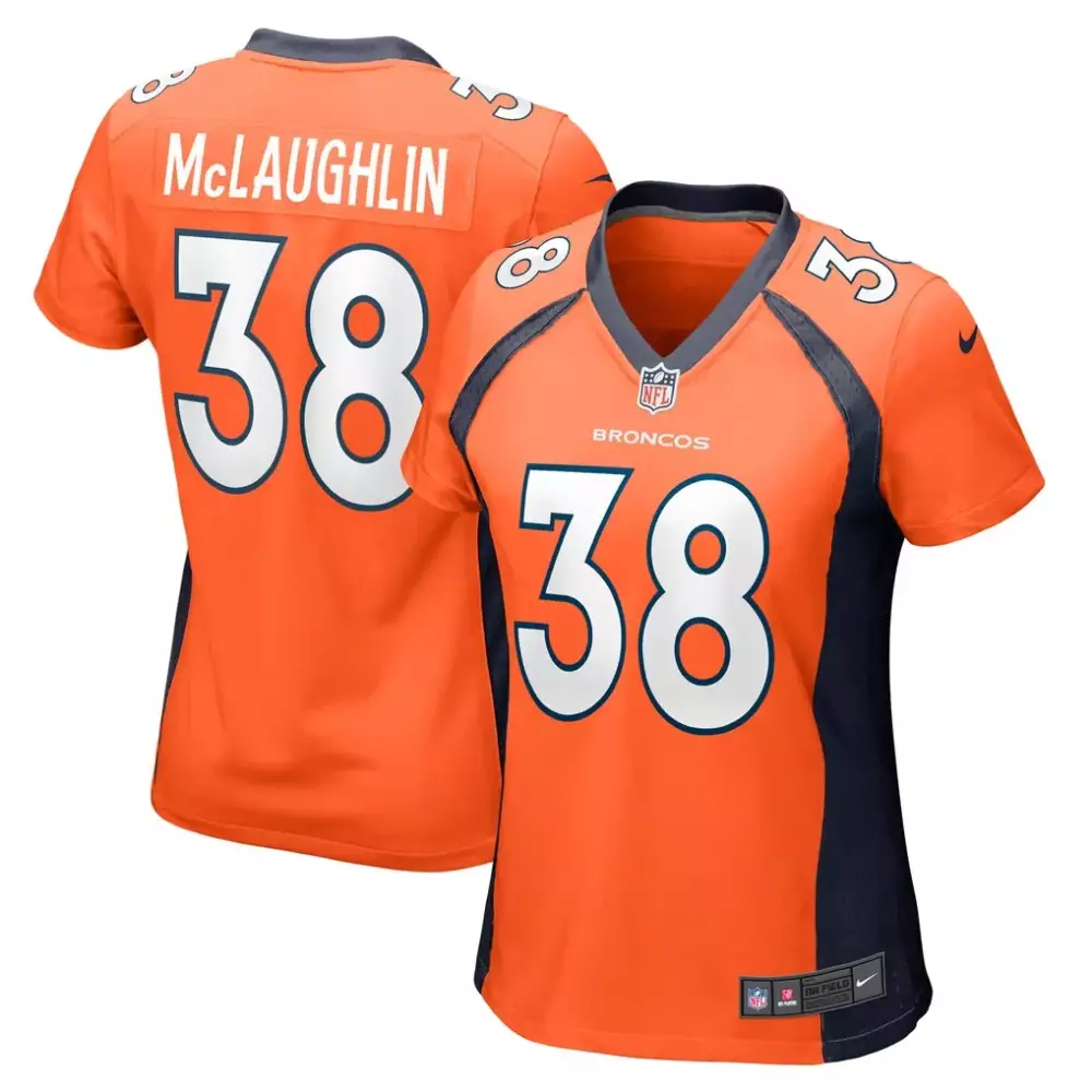 Jaleel Mclaughlin 38 Broncos Jersey Orange Women Navy Blue White Game