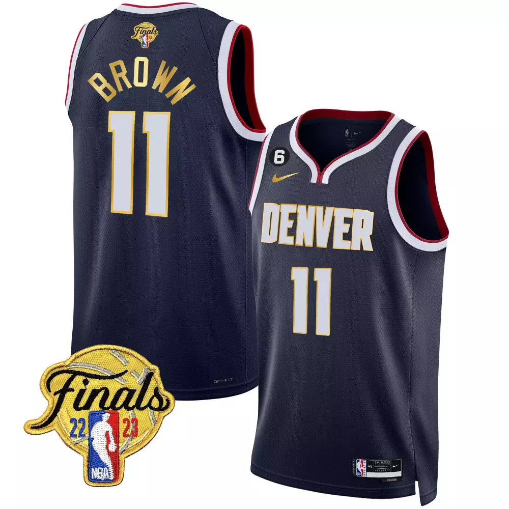 Bruce Brown 11 Denver Nuggets Jersey Navy Finals 2022-2023 Men Gold White Red Icon