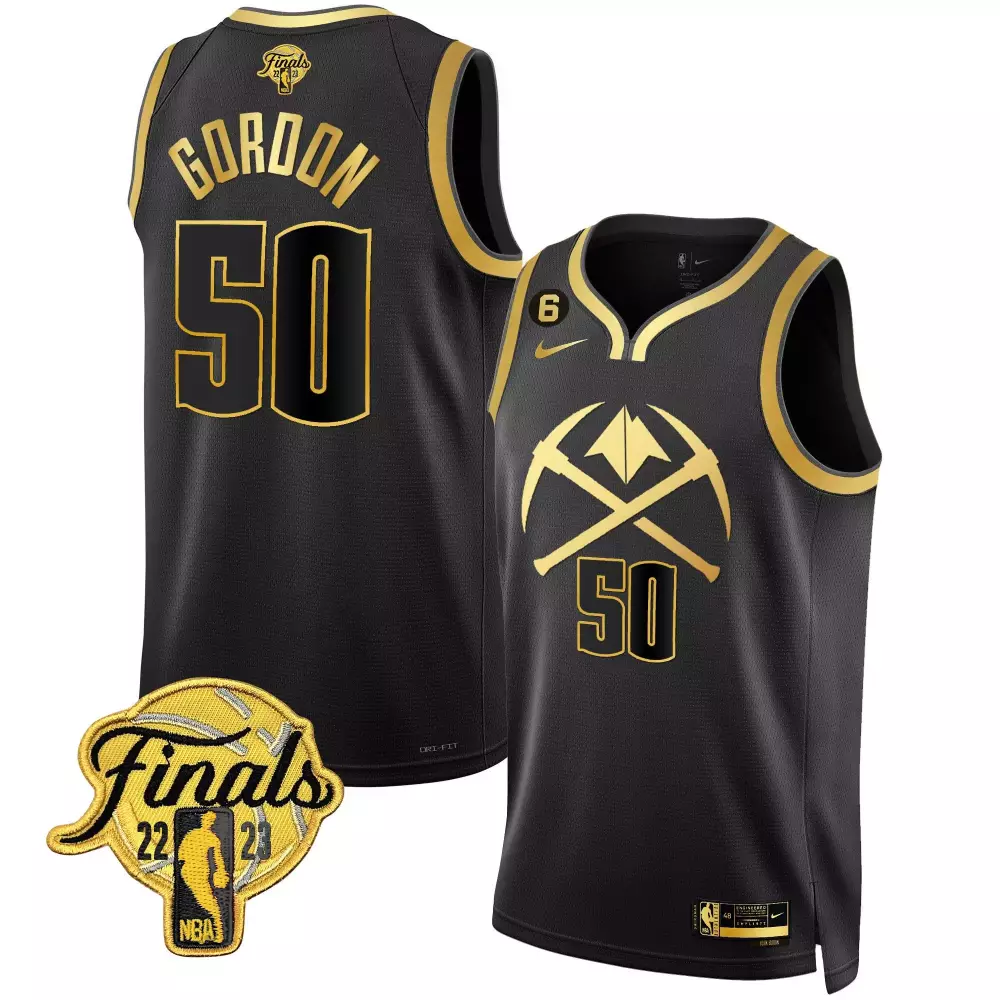 Aaron Gordon 50 Denver Nuggets Jersey Black Finals 2023 Men NBA Gold v2 All Stitched