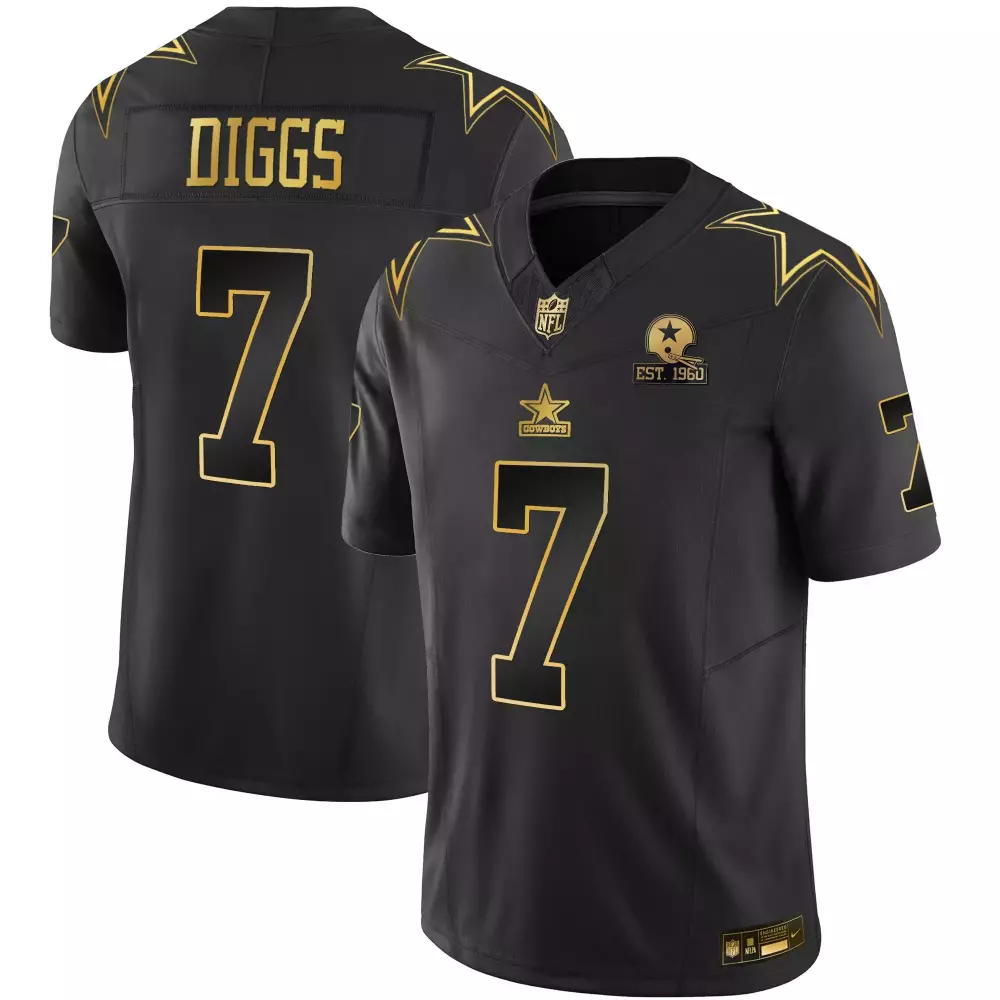 Trevon Diggs 7 Cowboys Jersey Black Star 1960 Helmet Men Gold Throwback Limited Vapor