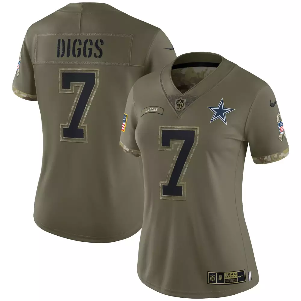 Trevon Diggs 7 Dallas Cowboys Jersey Olive Green Salute To Service American Flag