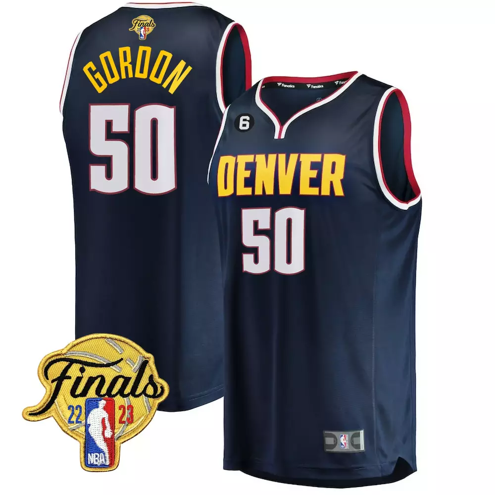 Aaron Gordon 50 Denver Nuggets Jersey Navy 2023 Finals Men Yellow Red White Icon