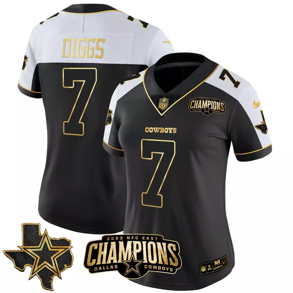 Trevon Diggs 7 Dallas Cowboys Jersey Black NFC East Champions 2023 Women Alternate