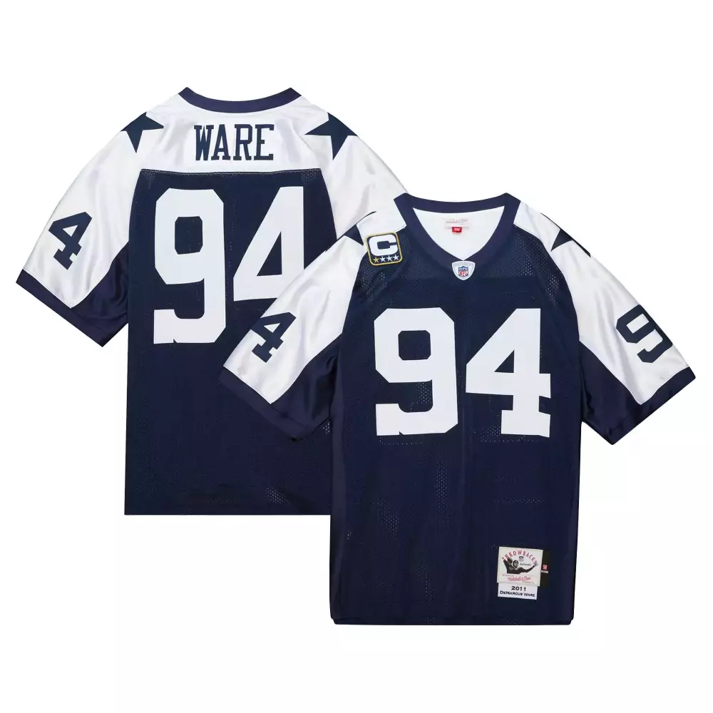 Demarcus Ware 94 Dallas Cowboys Jersey Navy Blue 2011 Throwback Equipment Captain