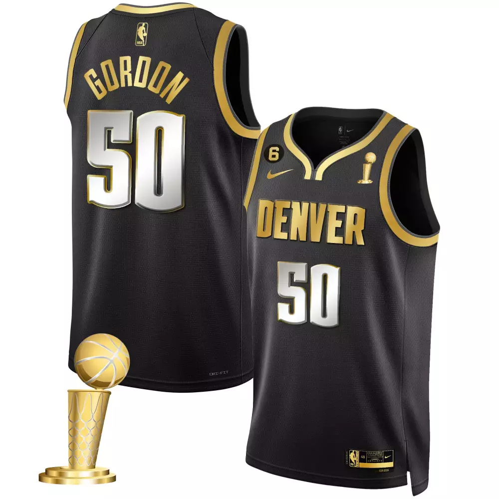 Aaron Gordon 50 Denver Nuggets Jersey Black 2023 NBA Championship Trophy Men Swingman