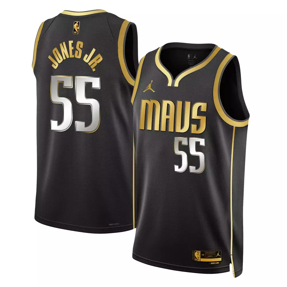 Derrick Jones Jr. 55 Mavs Jersey Black Men Gold Silver Swingman All Stitched