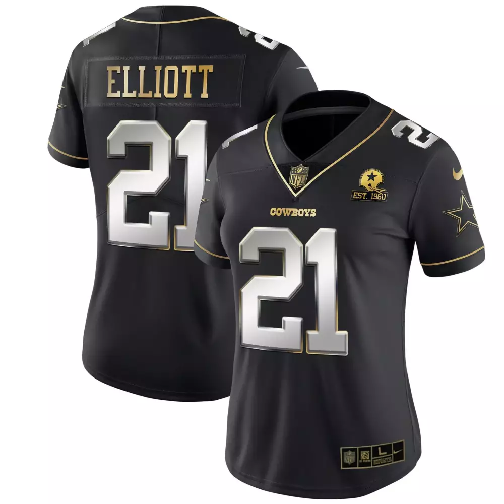 Ezekiel Elliott 21 Dallas Cowboys Jersey Black NFC East Champions Men Player Gold