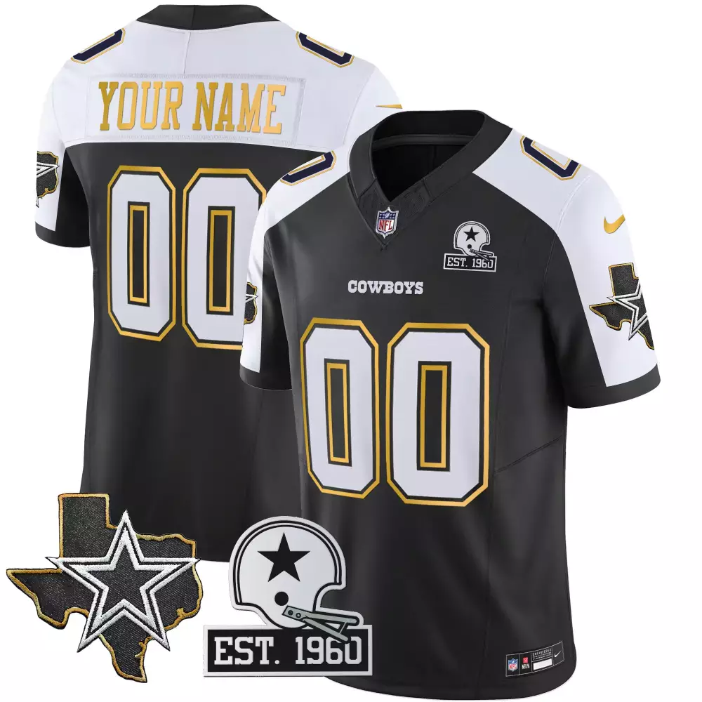Custom Dallas Cowboys Jersey Black City Connect Texas Star Helmet 1960 Men Alternate
