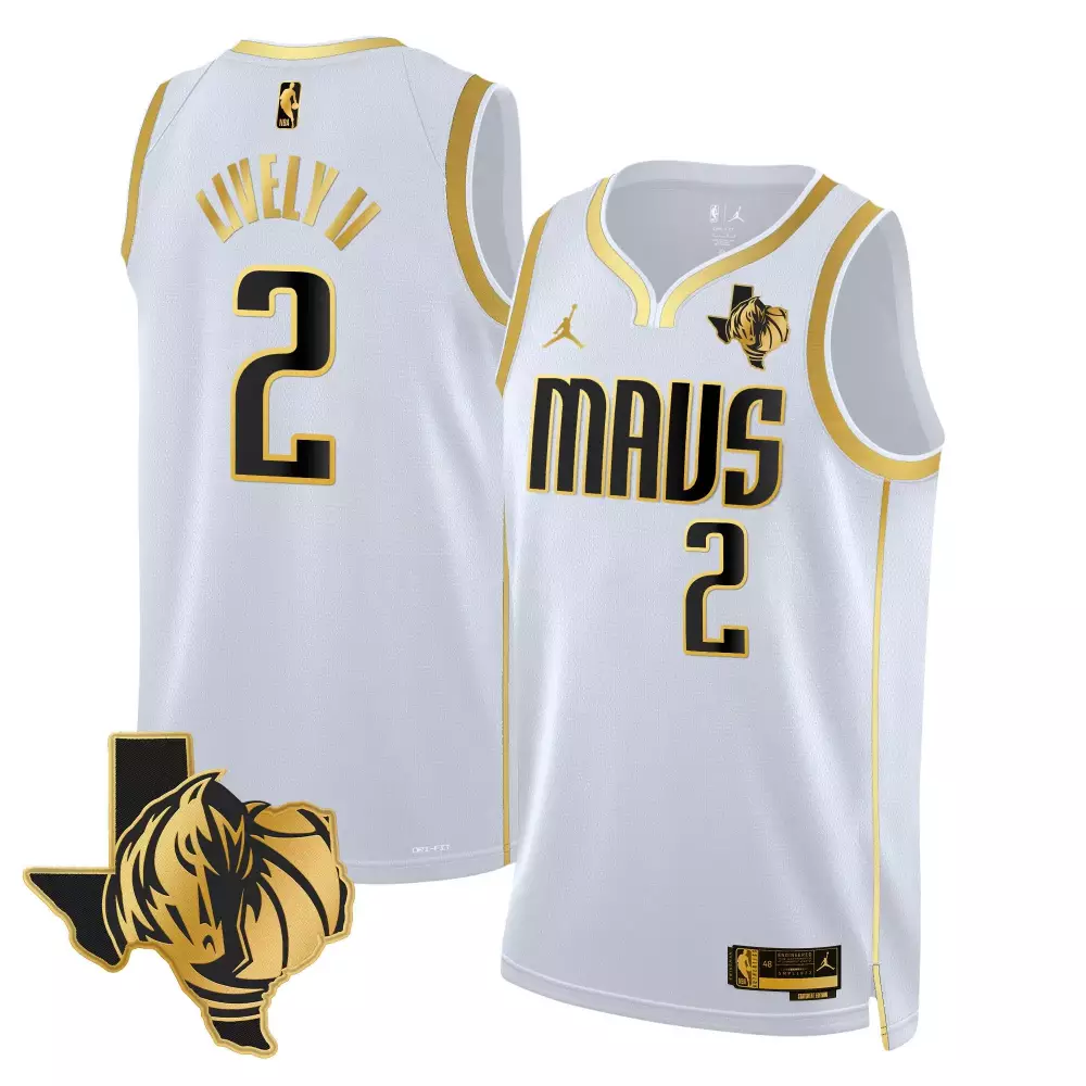 Dereck Lively Ii 2 Mavs Jersey White City Connect Texas Outline Horse Men Black Gold