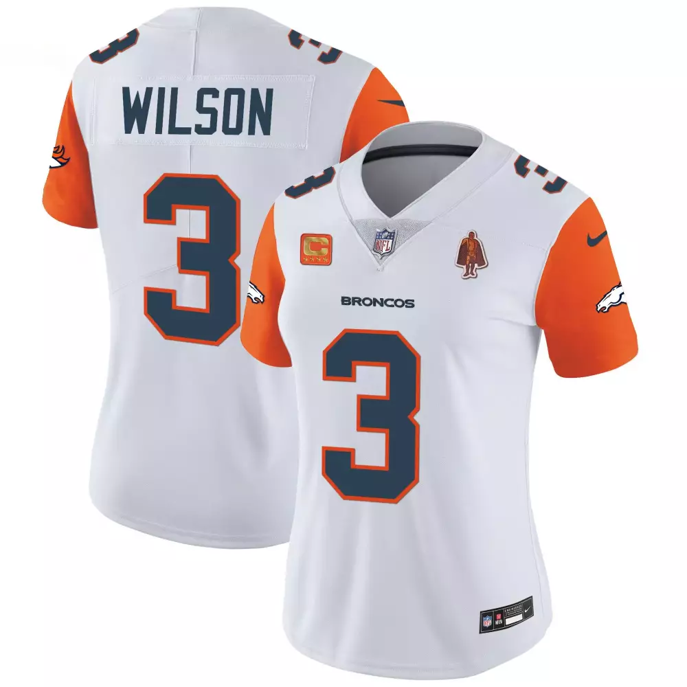Russell Wilson 3 Broncos Jersey White Super Bowl Xxxii Champions Women Replica Alternate