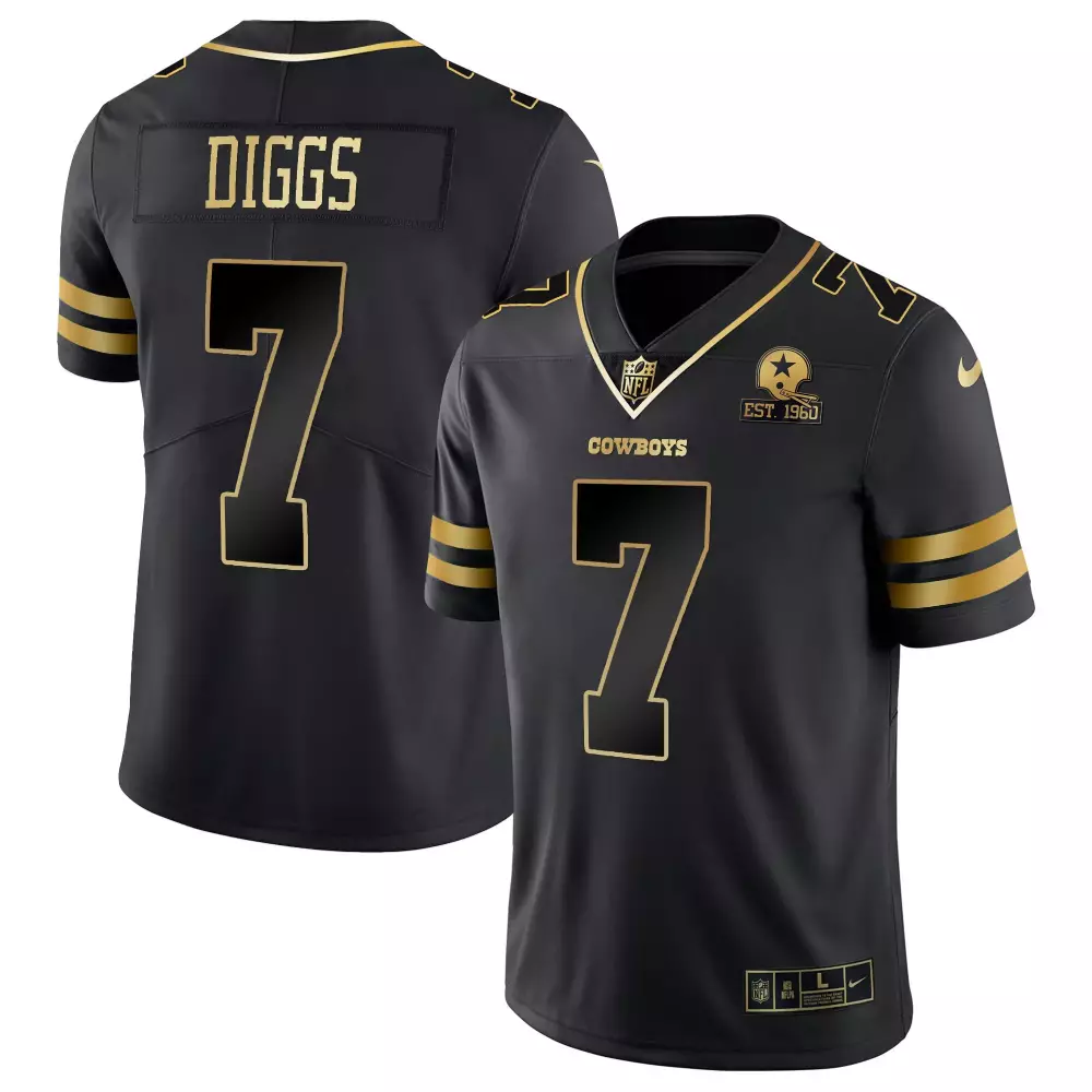 Trevon Diggs 7 Cowboys Jersey Black Men Gold Vapor All Stitched
