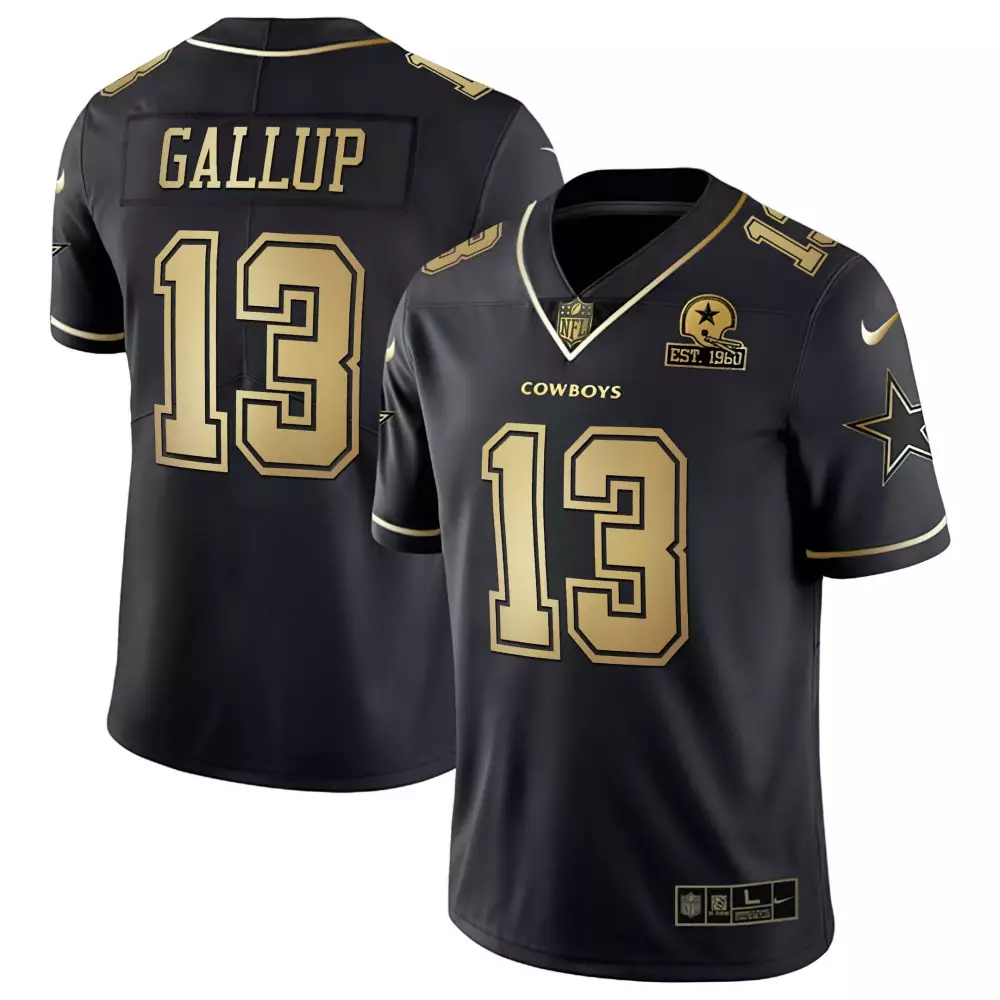 Michael Gallup 13 Cowboys Jersey Black 1960 Anniversary Men Official Gold Vapor Limited