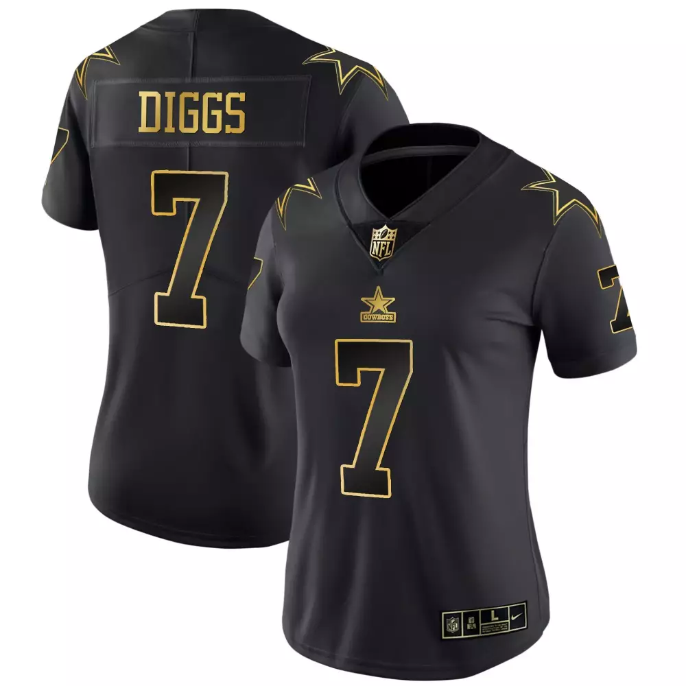 Trevon Diggs 7 Dallas Cowboys Jersey Black Women Nike Vapor Untouchable Gold Throwback