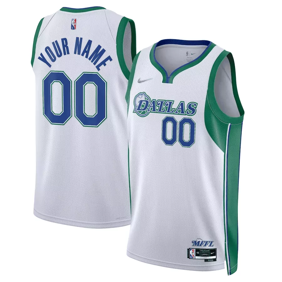 Custom Dallas Mavericks Jersey White Mffl Men Green Blue Collection All Stitched