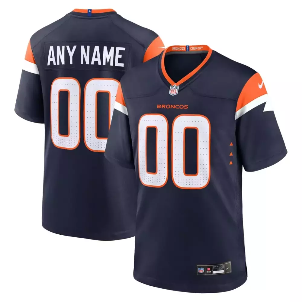 Broncos Jersey Navy Men Orange White Alternate Collection Custom Game