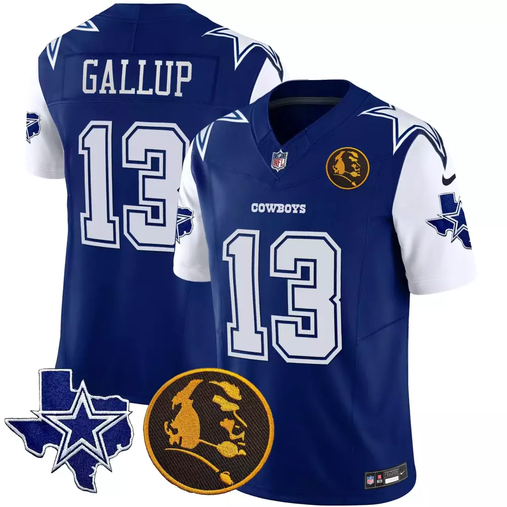 Michael Gallup 13 Cowboys Jersey Blue Texas Star Roger Staubach Men Game White Vapor