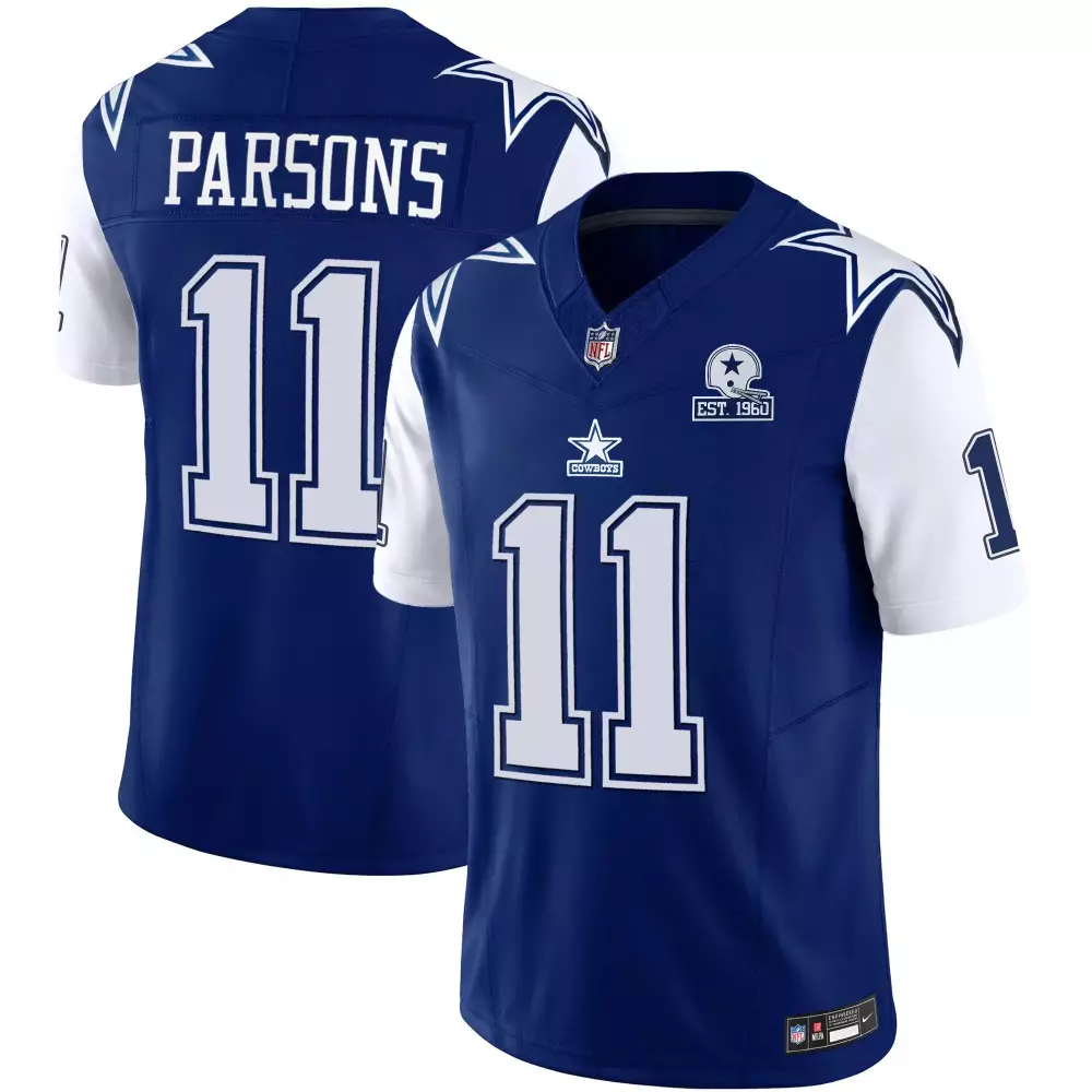 Micah Parsons 11 Cowboys Jersey Blue Men White Throwback Limited Vapor v2 All Stitched