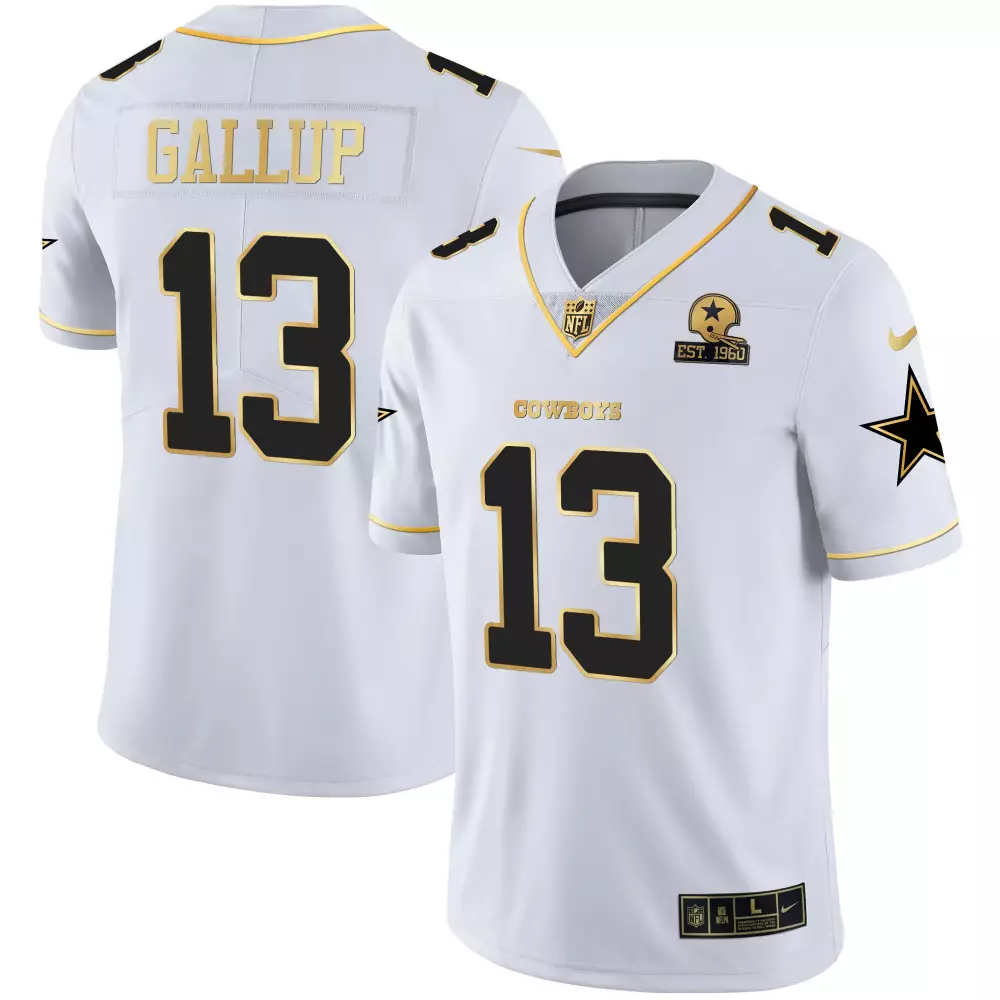 Michael Gallup 13 Dallas Cowboys Jersey White 1960 Men Black Gold Vapor All Stitched