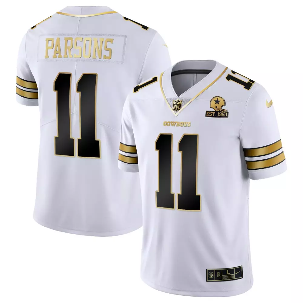Micah Parsons 11 Cowboys Jersey White Est. 1960 Men Alternate Black Gold Vapor All
