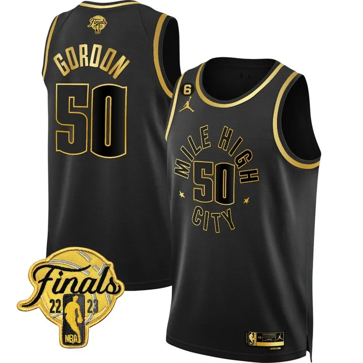 Aaron Gordon 50 Denver Nuggets Jersey Black NBA Finals 2022-2023 Men Gold All Stitched