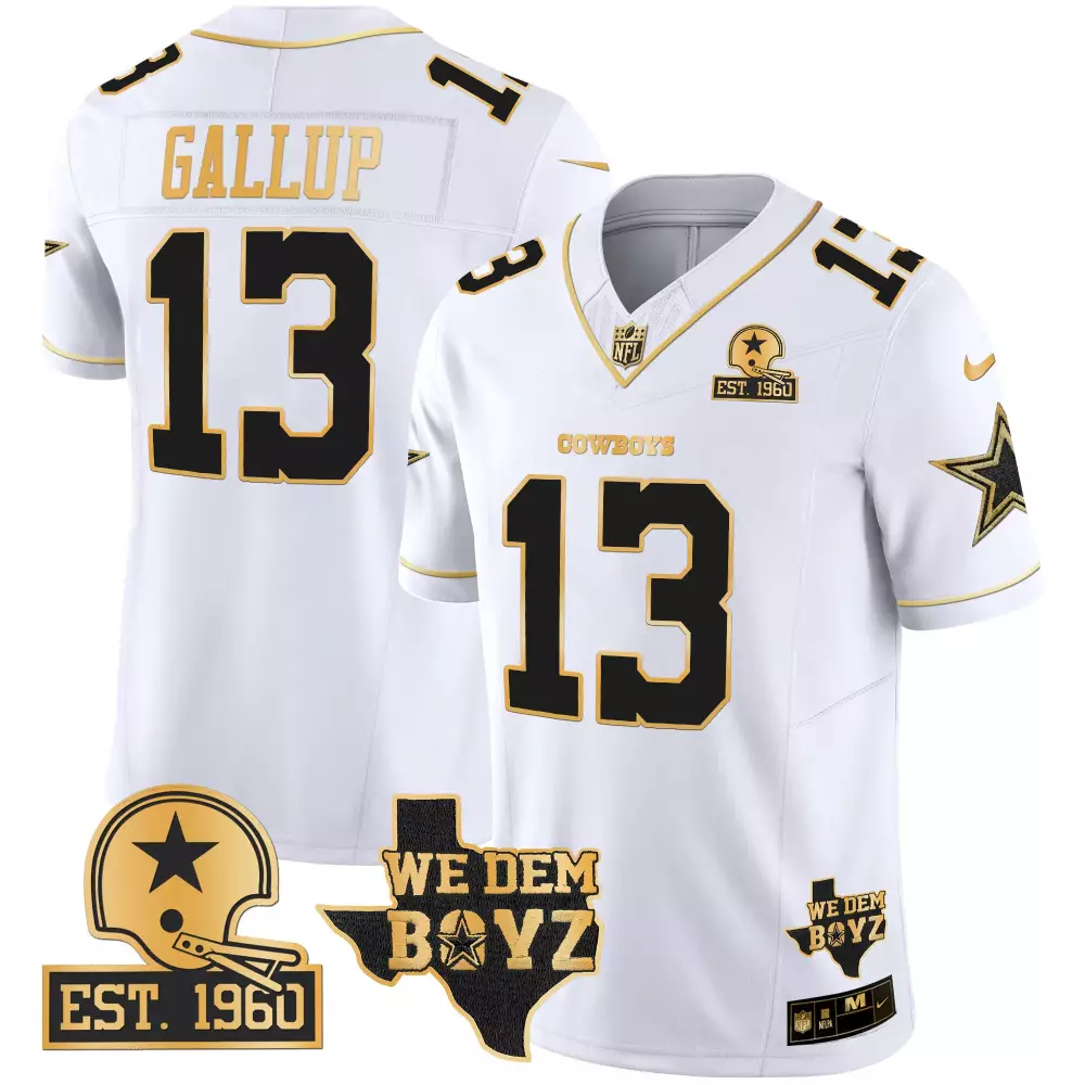 Michael Gallup 13 Cowboys Jersey White We Dem Boyz Men Black Gold Vapor Limited v2