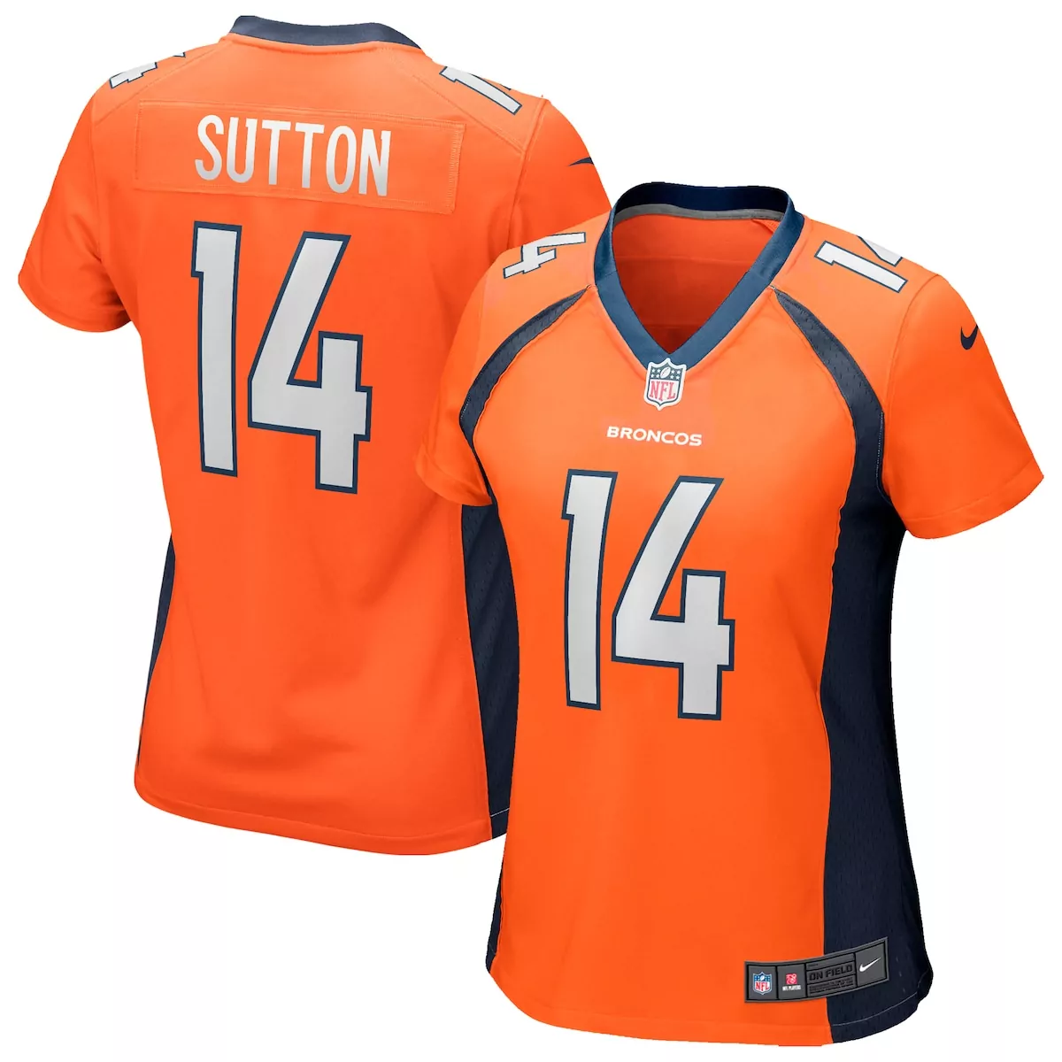 Courtland Sutton 14 Broncos Jersey Orange Women NFL Navy Blue Game