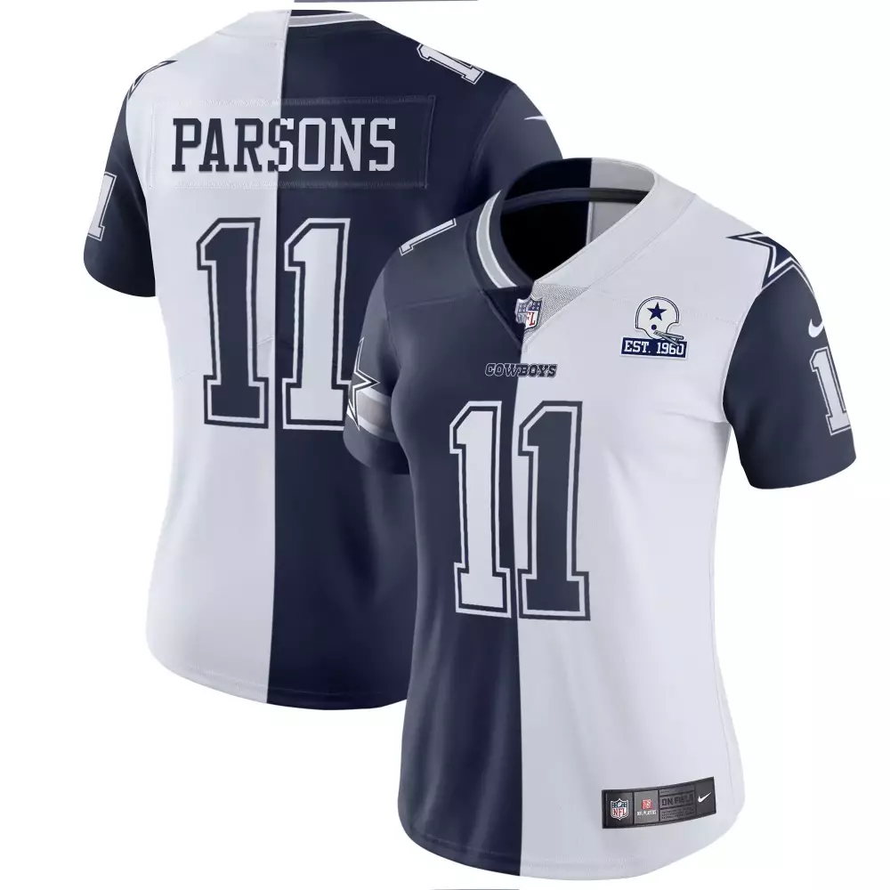 Micah Parsons 11 Dallas Cowboys Jersey Navy Blue Women Standard Split Design White