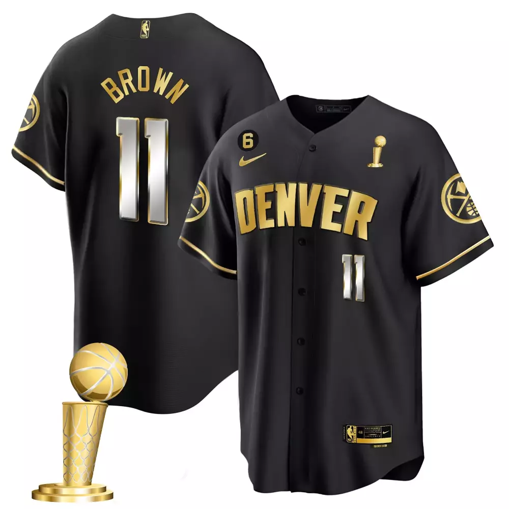 Bruce Brown 11 Denver Jersey Black Championship Trophy Men Gold Silver Limited Cool