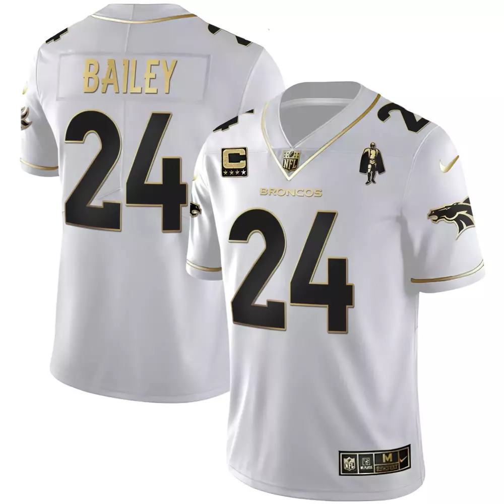 Levelle Bailey 24 Broncos Jersey White Men Alternate Black Gold All Stitched Vapor
