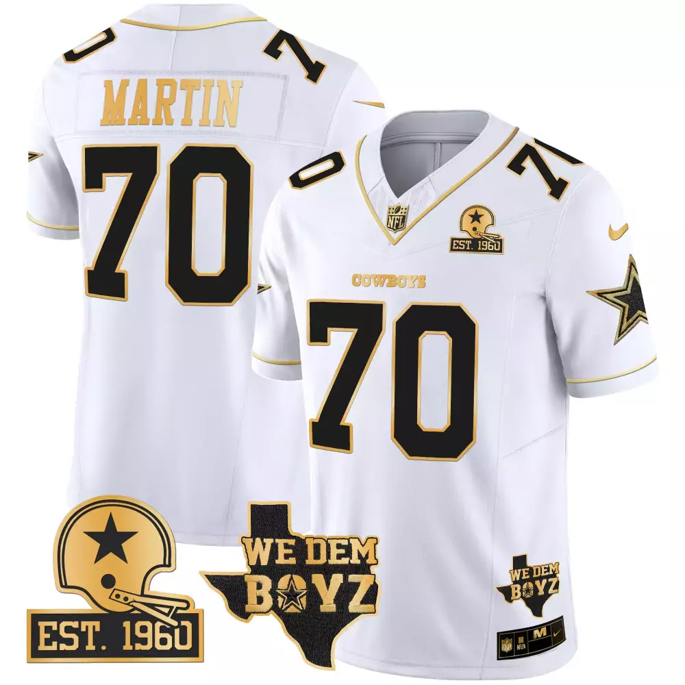 Zack Martin 70 Cowboys Jersey White Est. 1960 We Dem Boyz Men Black Gold Vapor Limited