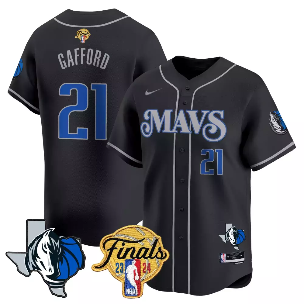 Daniel Gafford 21 Jersey Black NBA Finals Dallas Mavericks 2023-24 Texas Shape Men