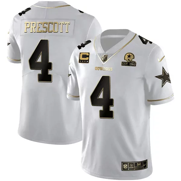 Dak Prescott 4 Cowboys Jersey White 60th Anniversary Men Standard Alternate Black