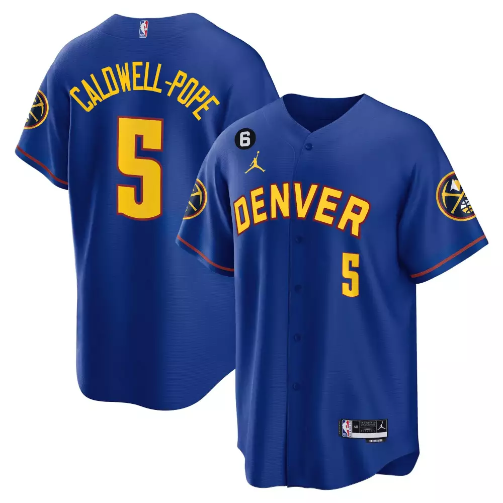 Caldwell Pope 5 Denver Nuggets Jersey Royal Blue Men Yellow Orange All Stitched Vapor