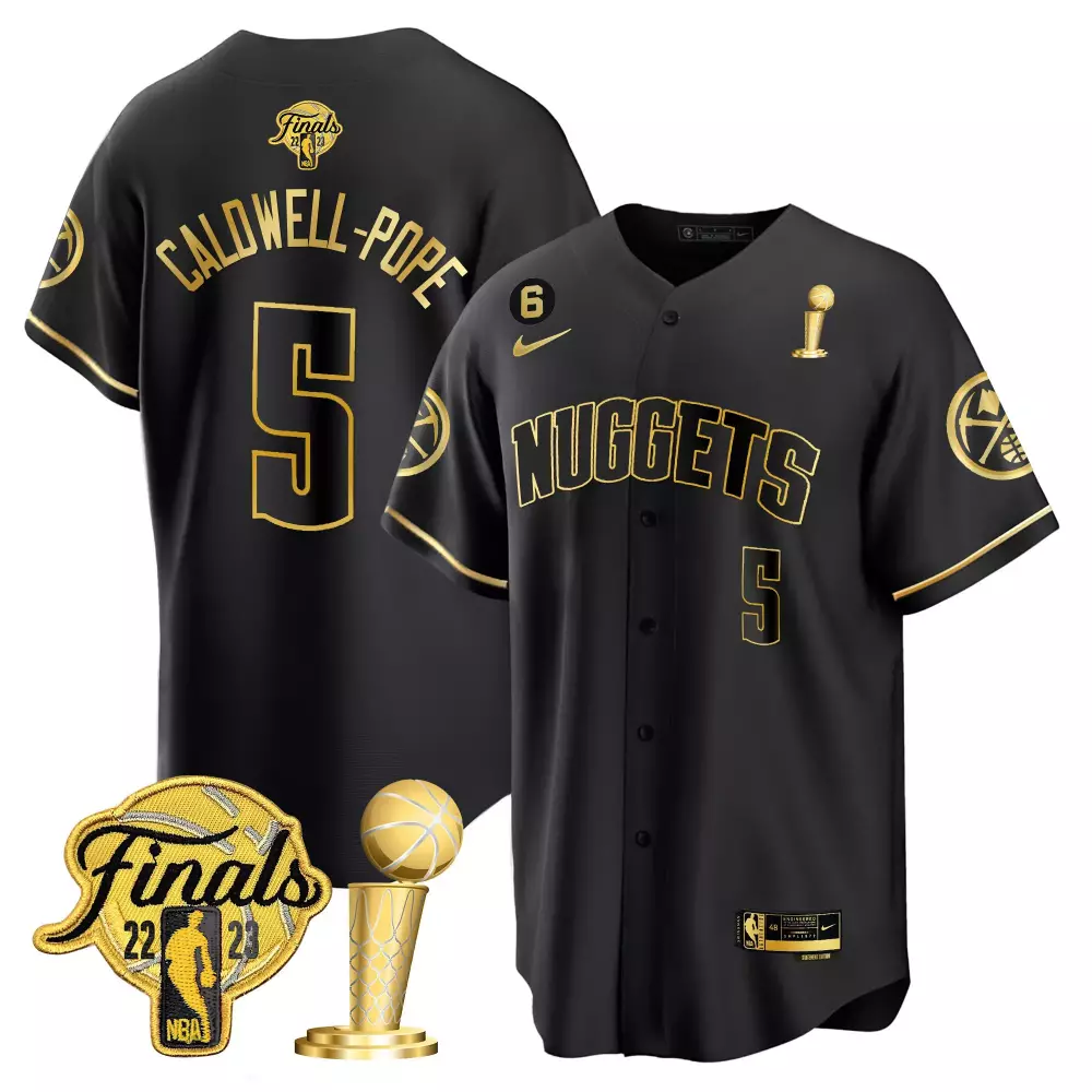 Caldwell Pope 5 Nuggets Jersey Black Finals 2023 Men Gold All Stitched Vapor