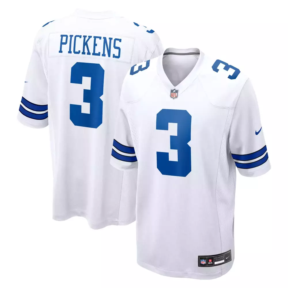 George Pickens 3 Dallas Cowboys Jersey White Men Replica Blue All Stitched Vapor