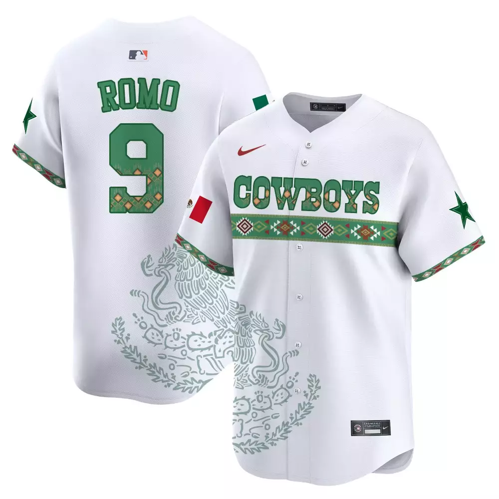 Tony Romo 9 Cowboys Jersey White Mexican Heritage Mexico Flag Star Men Green Red