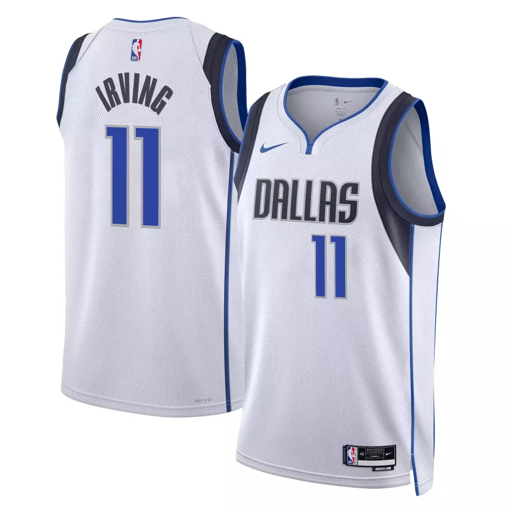 Kyrie Irving 11 Dallas Mavericks Jersey White Men Blue Black Swingman All Stitched